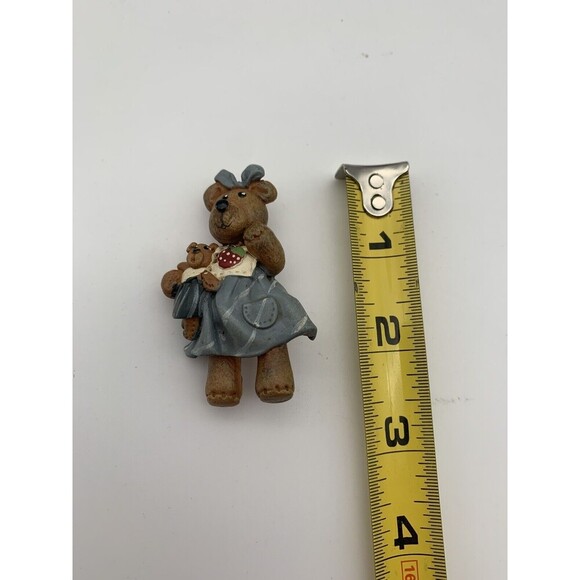 Vintage Hand Painted Girl Teddy Bear Brooch Cottage Core (J227) - Picture 3 of 4